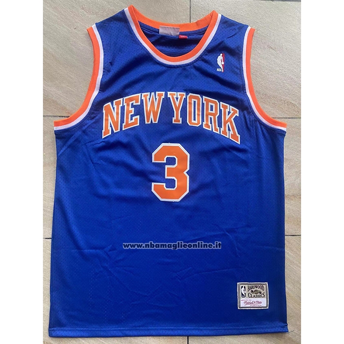 Maglia New York Knicks John Starks #3 Mitchell & Ness Hardwood Classics Blu